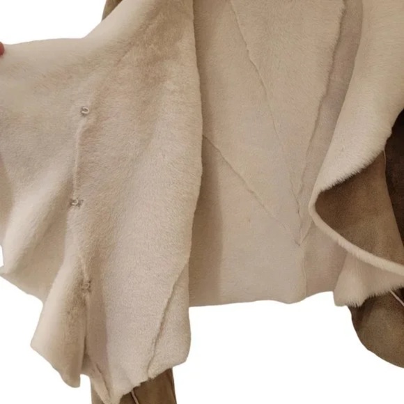 DVF Suede Beige Draped Distressed Jacket - Picture 4 of 13